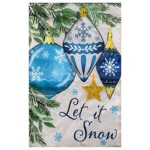 2) New Meadow Creek Let It Snow Winter/Christmas Embroidered Yard Flag 11.5"X18"